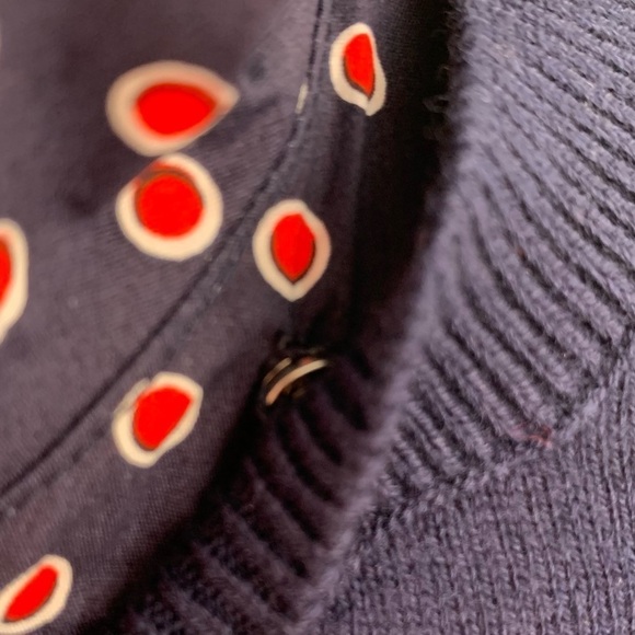 1901 Navy Snap On Collar Cotton Blend Sweater - Picture 7 of 10